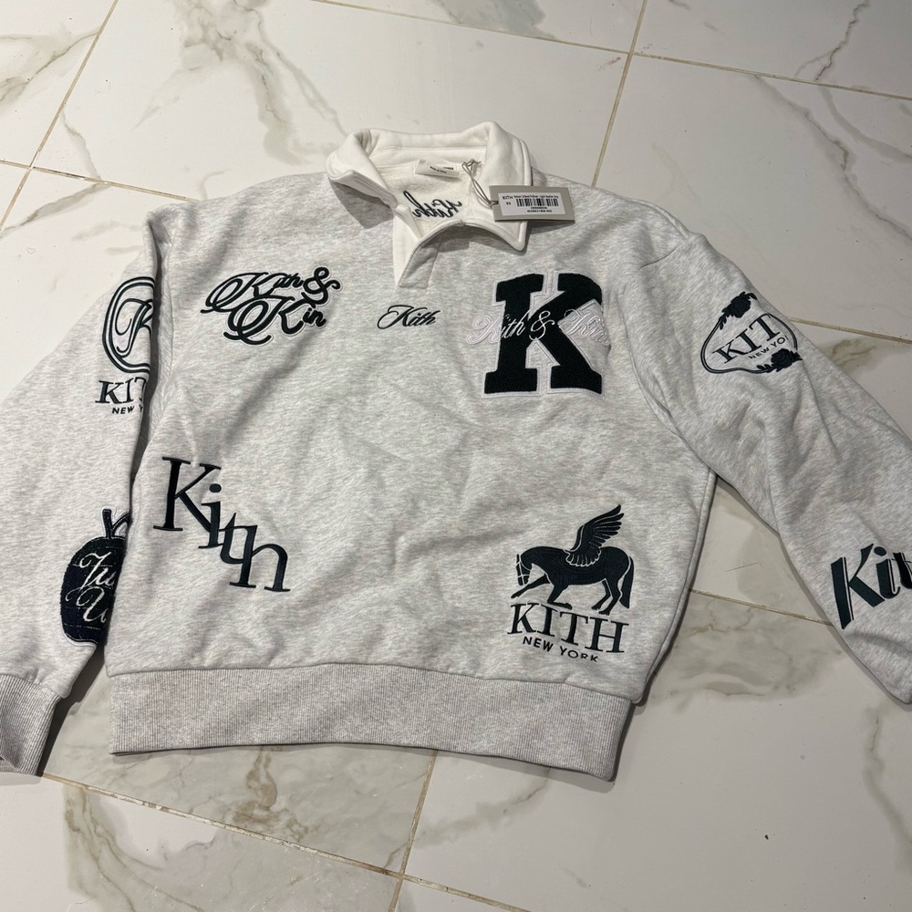 Kith White and Green Graphic Crewneck Sweater